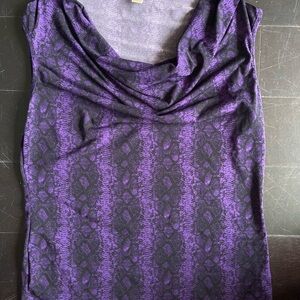 Michael Kors Purple and Black Cowl Neck Top
